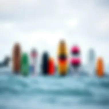 Exploring Various Foil Surfing Styles Variety of foil surfing styles represented through diverse surfboard shapes and sizes