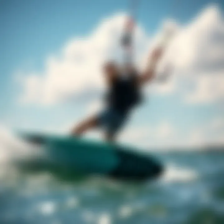 Kiteboarder enjoying a thrilling ride post-inflation with the Sup Inflator Adapter