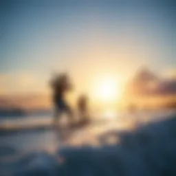 St. Barthélemy beach with kiteboarders enjoying the wind and waves