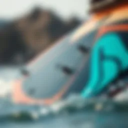 Close-up view of a wakefoil board showcasing its intricate design and features