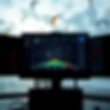 Weather radar screen displaying real-time data