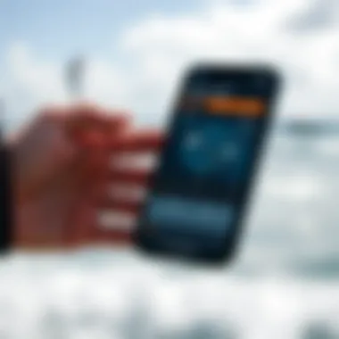 Smartphone displaying a weather tracking app