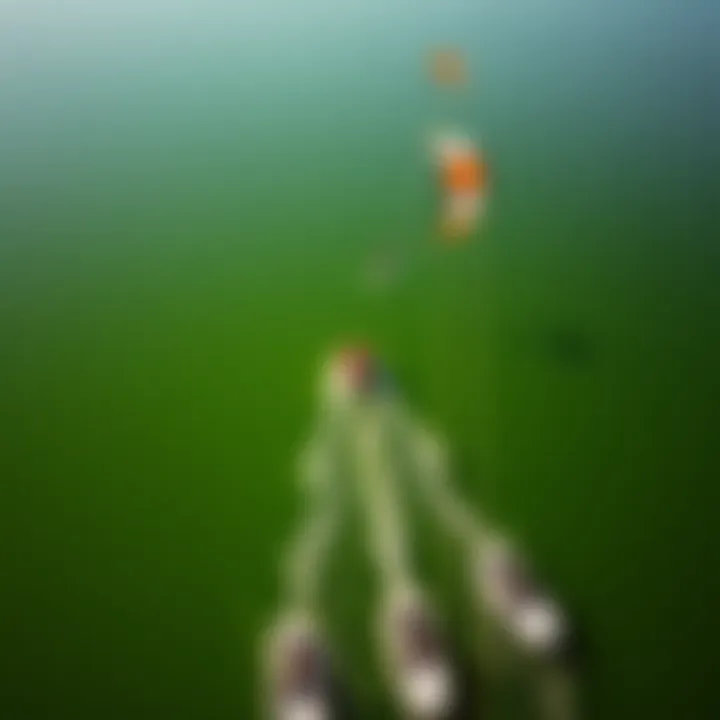 Aerial view of kiteboarders navigating Lake Texoma