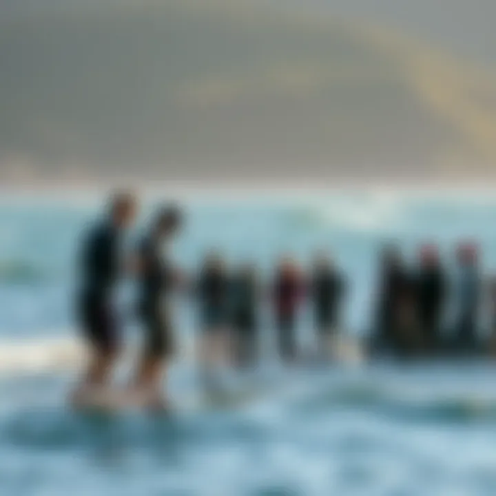 Community gathering of wind foiling enthusiasts