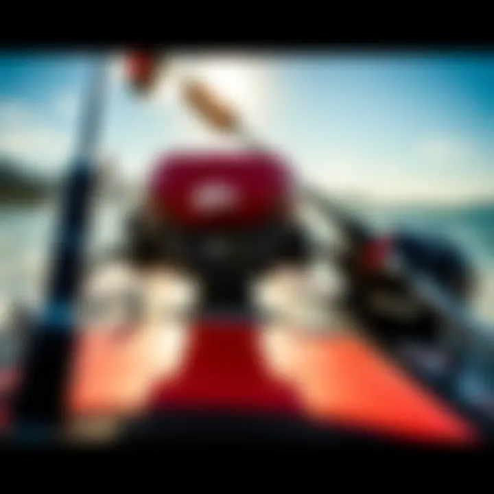 Close-up of a kiteboarder's equipment setup before hitting the water