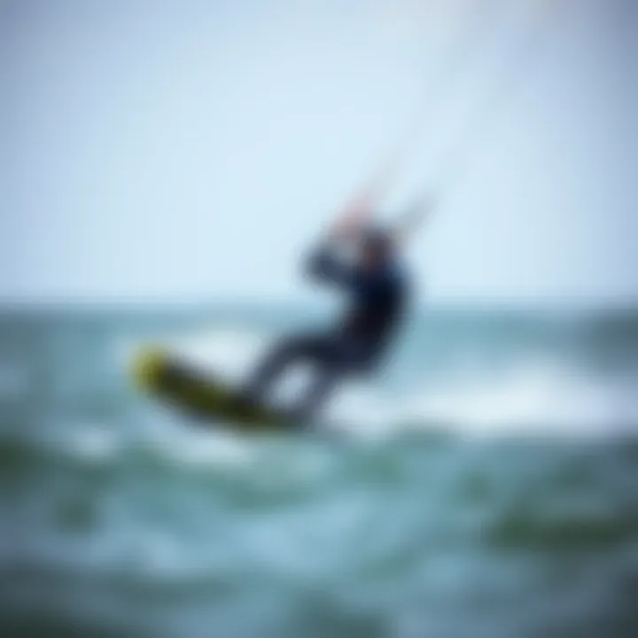 Kiteboarding in Cold Conditions Kiteboarder in action wearing a winter wetsuit