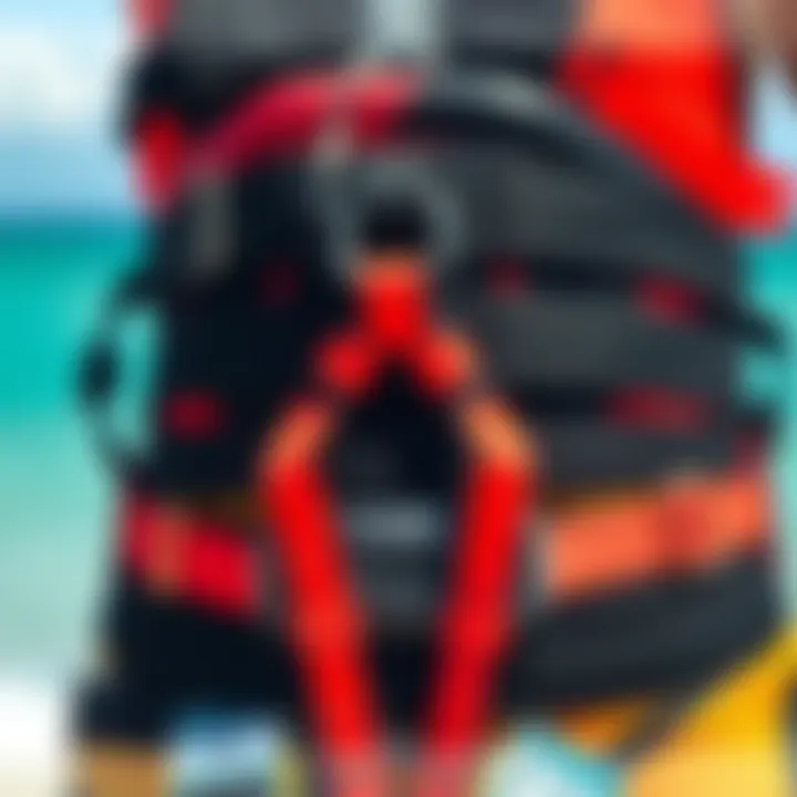 A close-up view of a high-quality waist harness showcasing its intricate design.