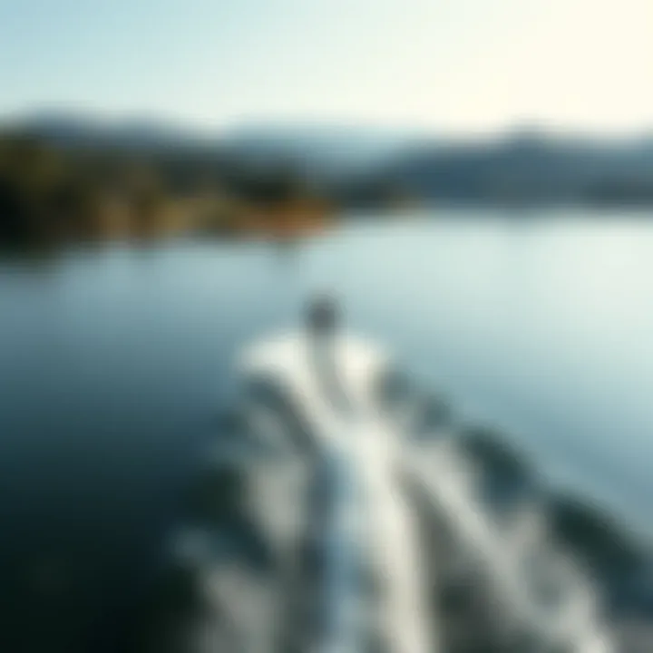 Aerial Action on the Water An aerial view of a wake foil boarding session showcasing riders in action on a pristine lake