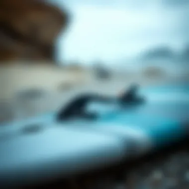 Close-up of the unique design and materials of a foil surfboard