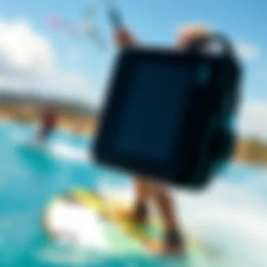 Waterproof MP3 player in action during kiteboarding
