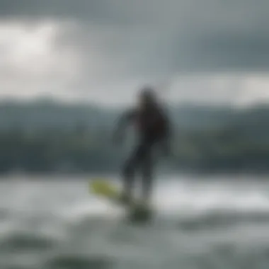 A kiteboarder navigating challenging conditions on Puget Sound