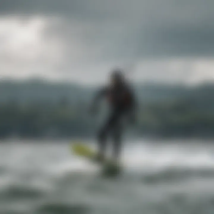 A kiteboarder navigating challenging conditions on Puget Sound