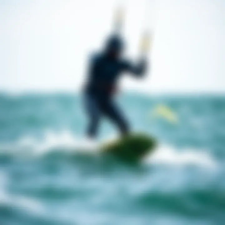 Kiteboarder Performing in Cold Waters A kiteboarder navigating through chilly waters, highlighting the importance of proper wetsuit fit.