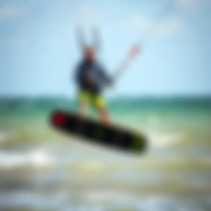 Kiteboarder adapting to changing winds