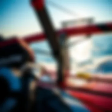 A close-up of wingfoiling equipment showcasing the wing and foil setup